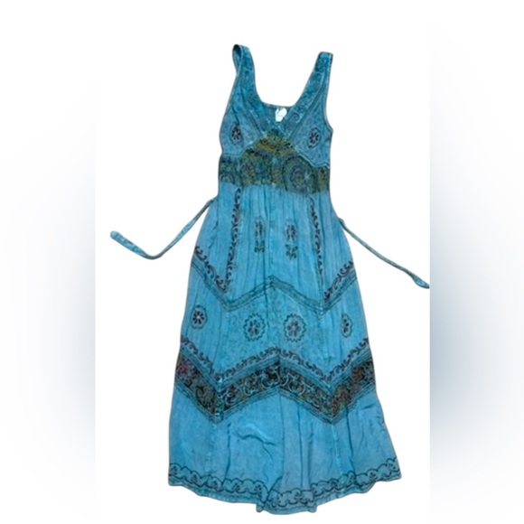 Ludy" Blue Bohemian Midi Dress - 100% Viscose - One Size - Picture 15 of 15